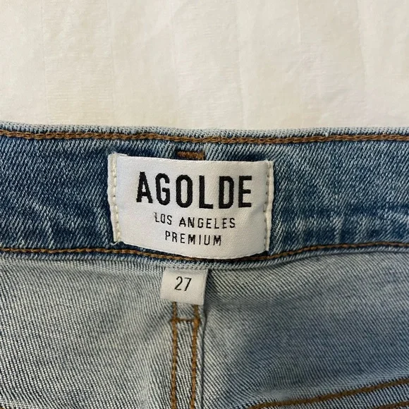 AGOLDE JEANS size 27 (style#A108-1045) raw hem light wash. - Picture 4 of 6